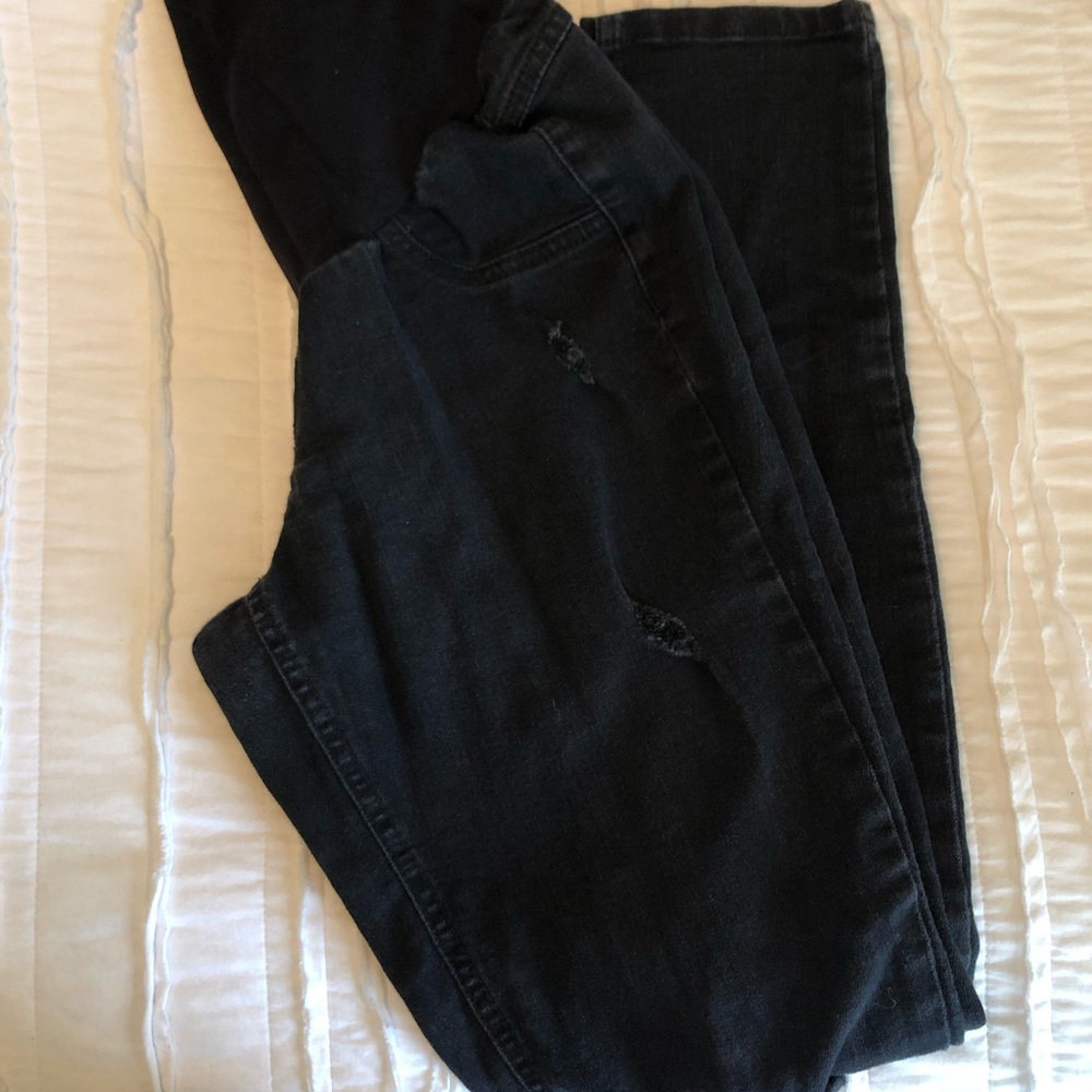 Distressed black skinny jeans - maternity